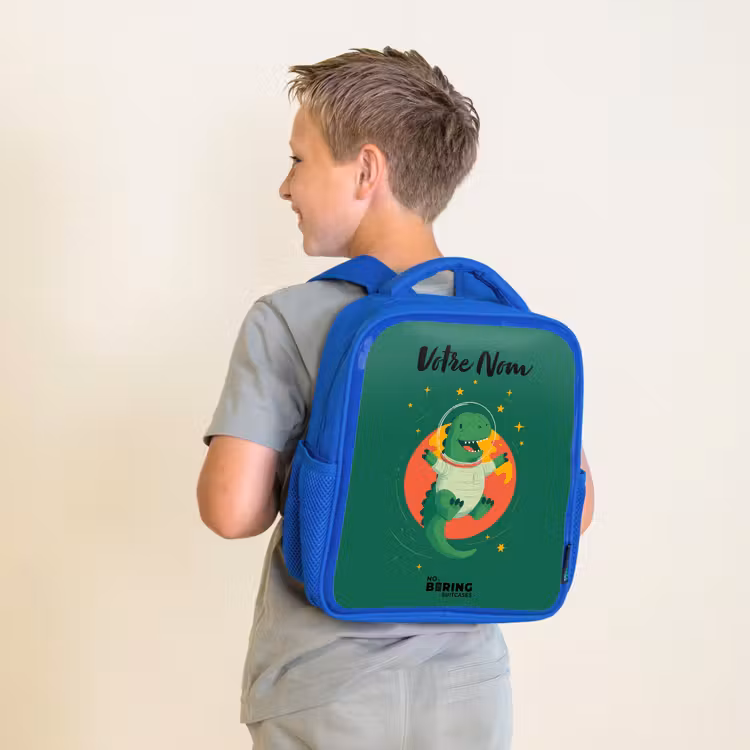 Sac à dos enfant - Bleu - Dino - Planète - Étoiles - Vert — 2