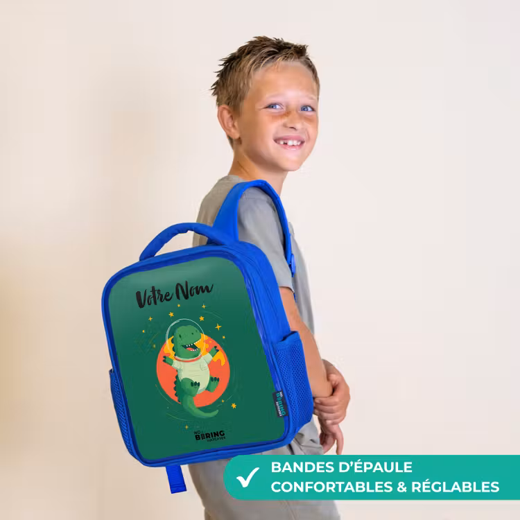 Sac à dos enfant - Bleu - Dino - Planète - Étoiles - Vert — 4