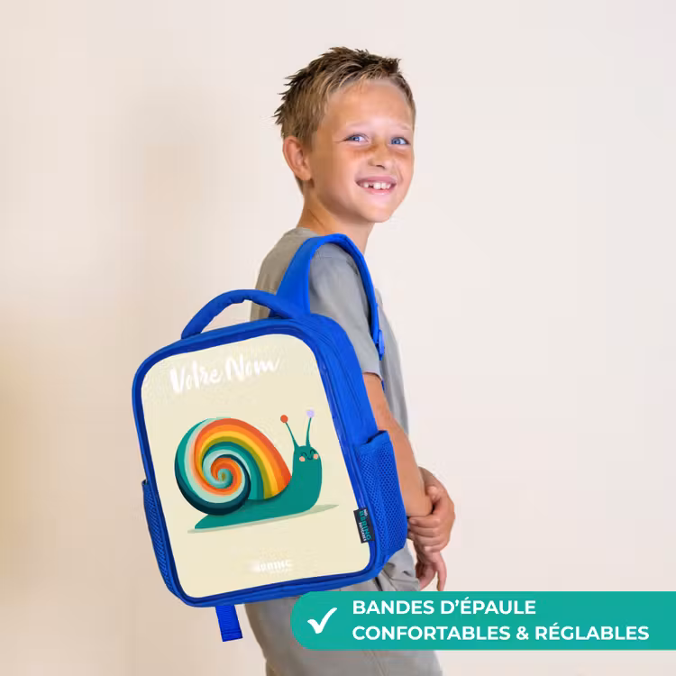 Sac à dos enfant - Bleu - Escargot - Arc-en-ciel - Coloré — 4