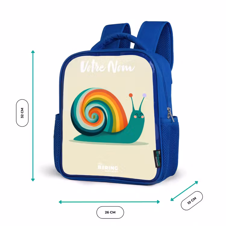 Sac à dos enfant - Bleu - Escargot - Arc-en-ciel - Coloré — 6