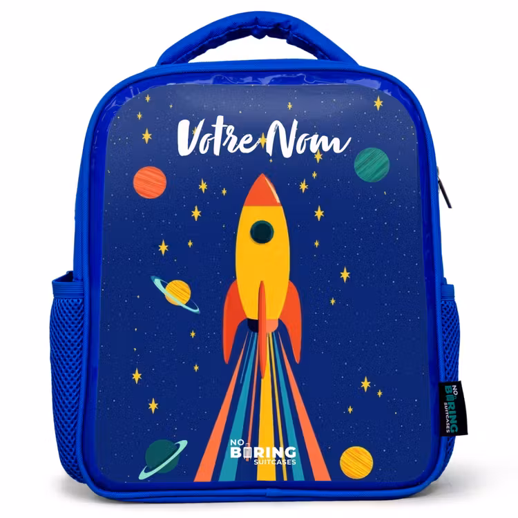 Sac à dos enfant - Bleu - Fusée - Étoiles - Planète - Espace — 1