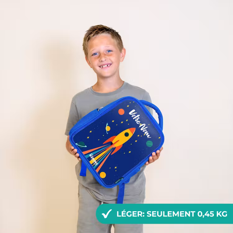 Sac à dos enfant - Bleu - Fusée - Étoiles - Planète - Espace — 3