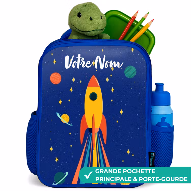 Sac à dos enfant - Bleu - Fusée - Étoiles - Planète - Espace — 5