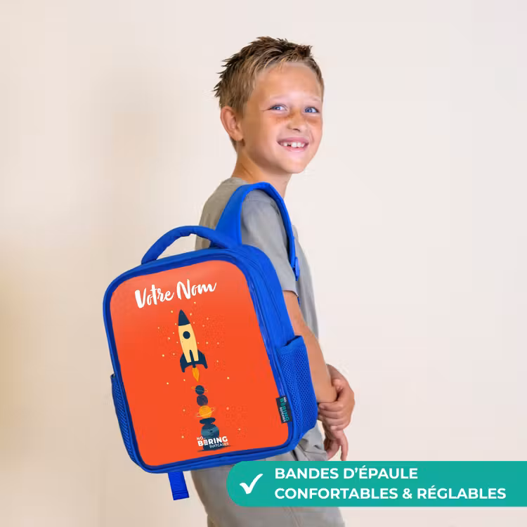 Sac à dos enfant - Bleu - Fusée - Étoiles - Planètes — 4