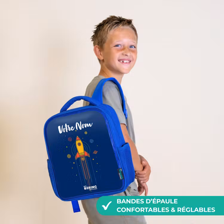 Sac à dos enfant - Bleu - Fusée - Planètes - Étoiles — 4