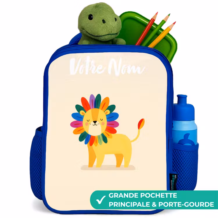 Sac à dos enfant - Bleu - Lion - Crinière - Colorée — 5