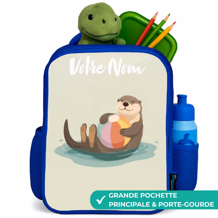 Sac à dos enfant - Bleu - Loutre - Ballon de plage - Eau — 5