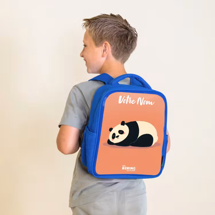 Sac à dos enfant - Bleu - Panda - Dormant - Orange — 2