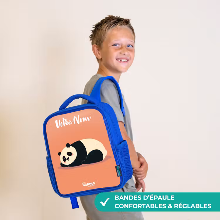 Sac à dos enfant - Bleu - Panda - Dormant - Orange — 4