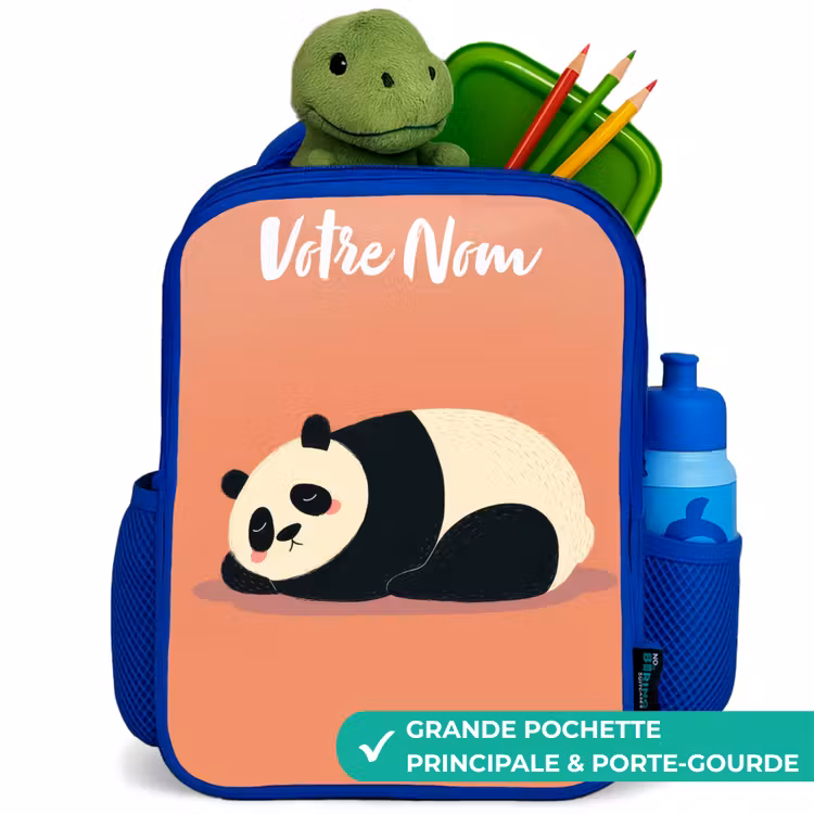 Sac à dos enfant - Bleu - Panda - Dormant - Orange — 5