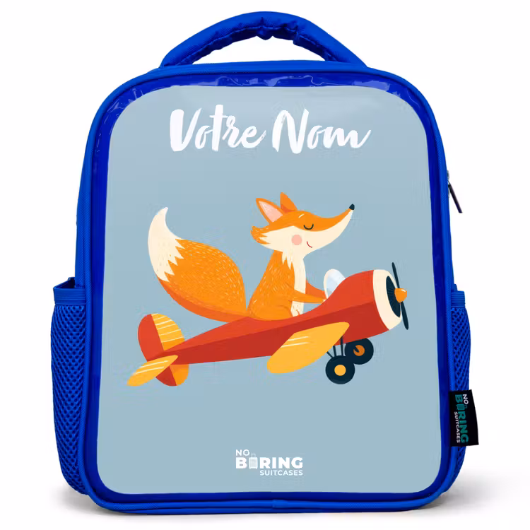 Sac à dos enfant - Bleu - Renard - Avion - Mouches — 1