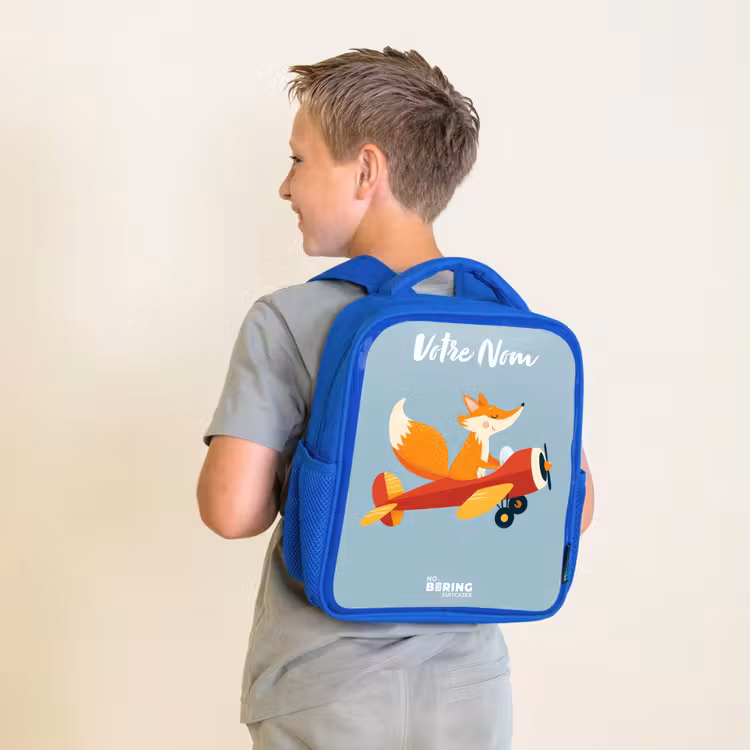 Sac à dos enfant - Bleu - Renard - Avion - Mouches — 2