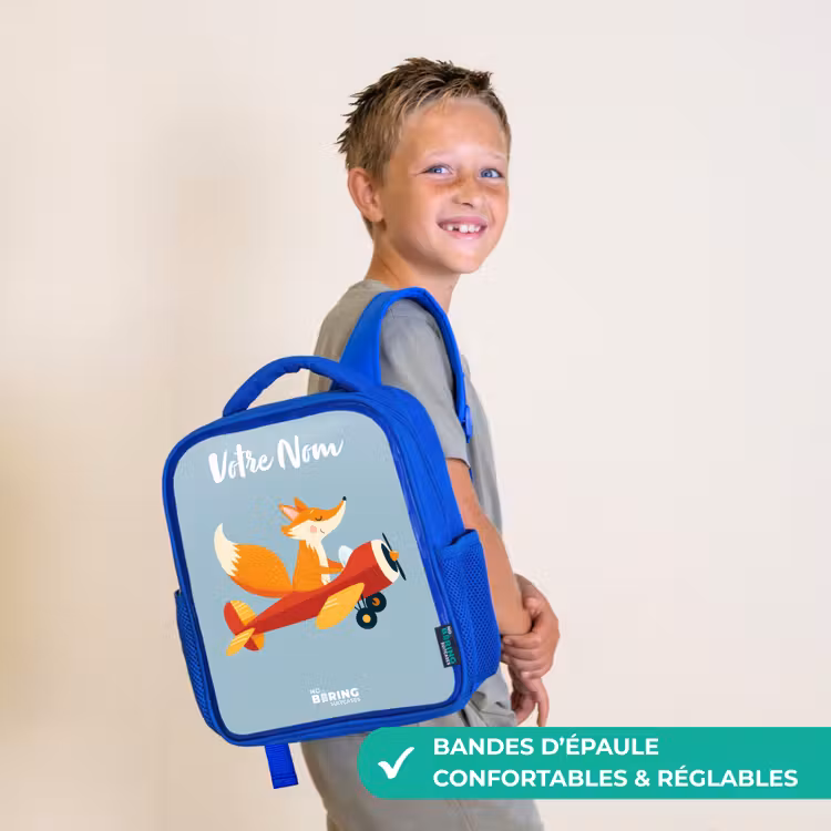 Sac à dos enfant - Bleu - Renard - Avion - Mouches — 4