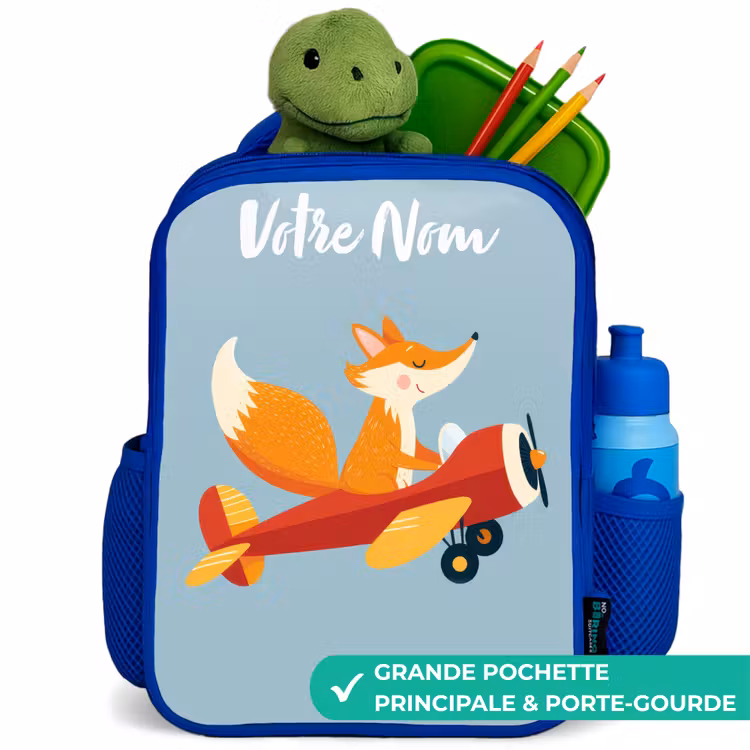 Sac à dos enfant - Bleu - Renard - Avion - Mouches — 5