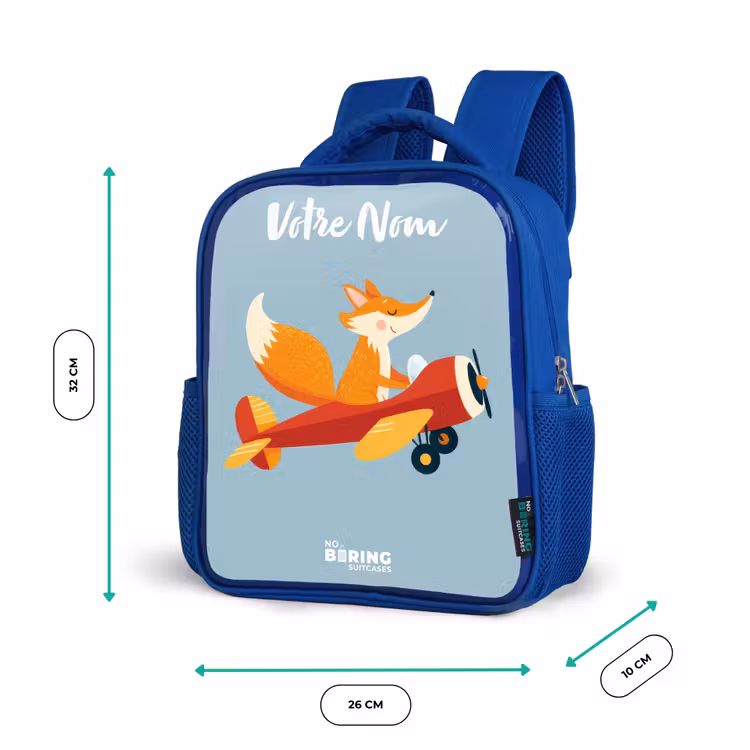 Sac à dos enfant - Bleu - Renard - Avion - Mouches — 6