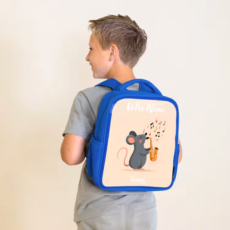 Sac à dos enfant - Bleu - Souris - Saxophone - Musique — 2