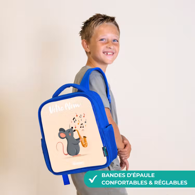 Sac à dos enfant - Bleu - Souris - Saxophone - Musique — 4