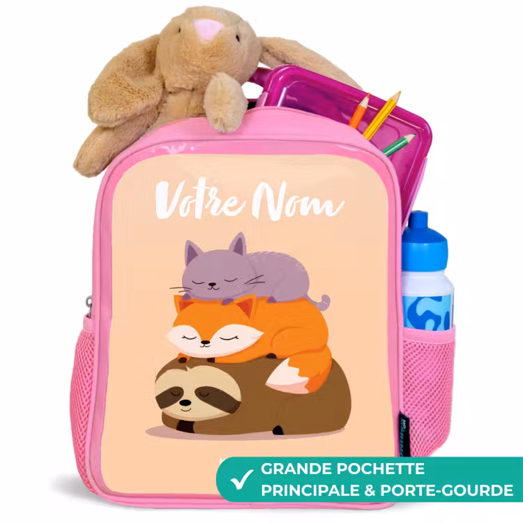 Enfant sac à dos - Rose - Animaux - Dormir - Ensemble — 2