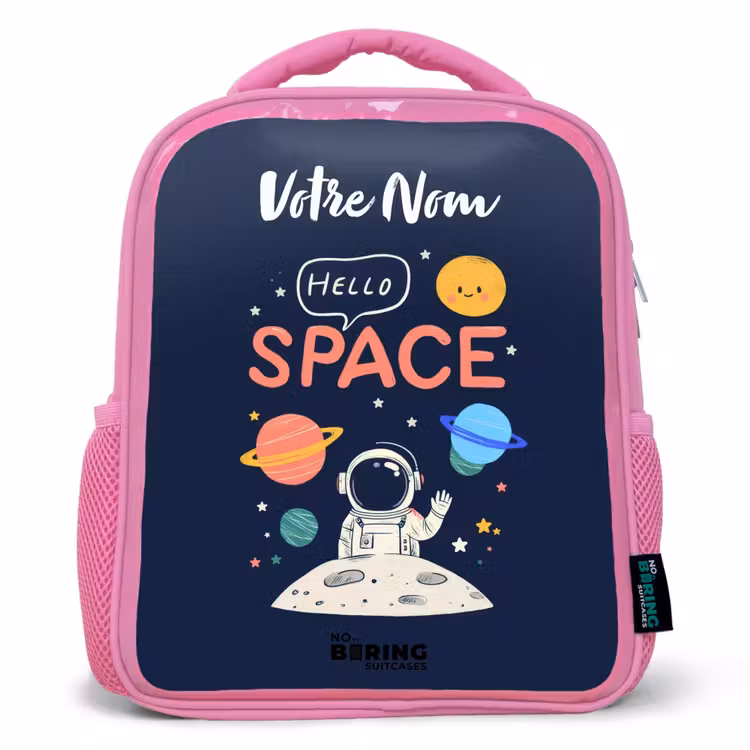 Enfant sac à dos - Rose - Astronaute - Citation - Planètes - Étoiles — 1