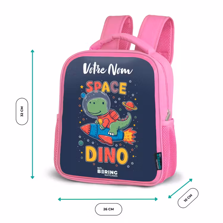 Enfant sac à dos - Rose - Dinosaure - Vert - Fusée - Ciel étoilé — 3