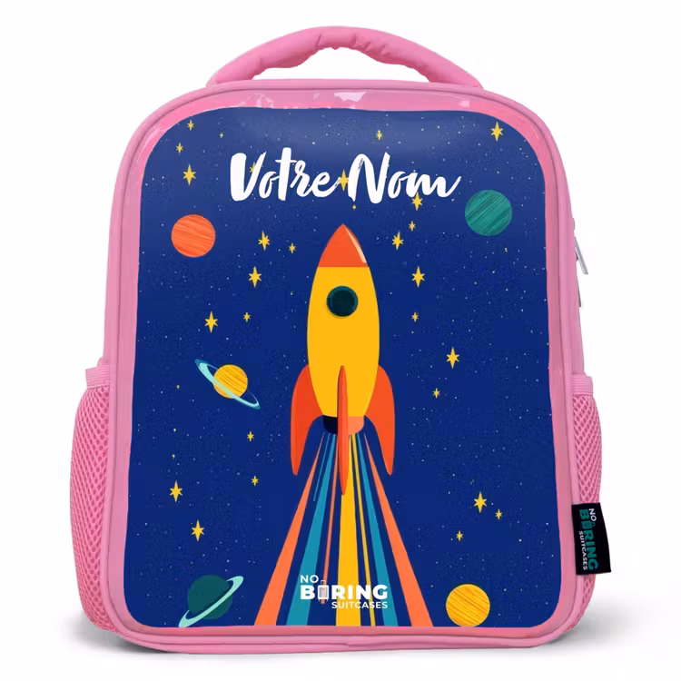 Enfant sac à dos - Rose - Fusée - Étoiles - Planète - Espace — 1