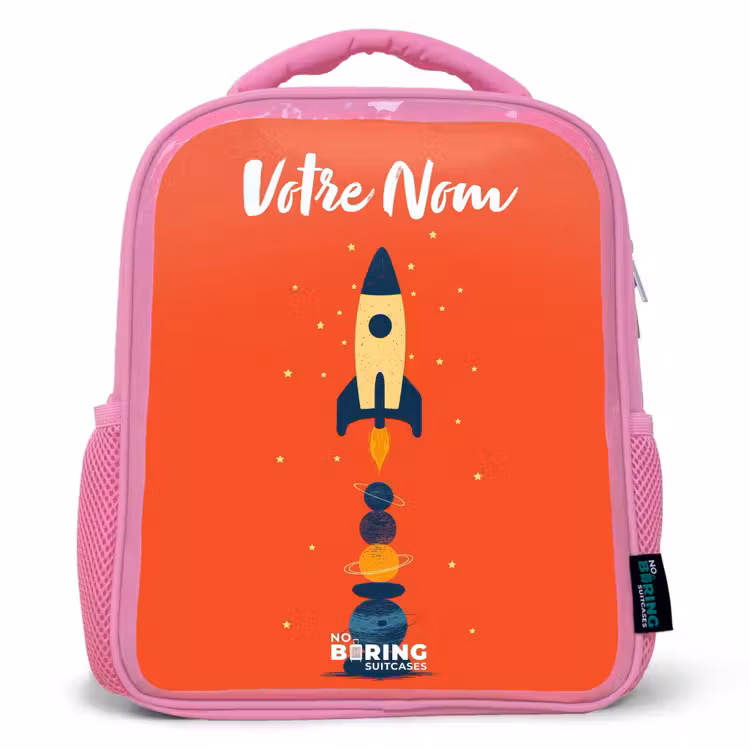 Enfant sac à dos - Rose - Fusée - Étoiles - Planètes — 1