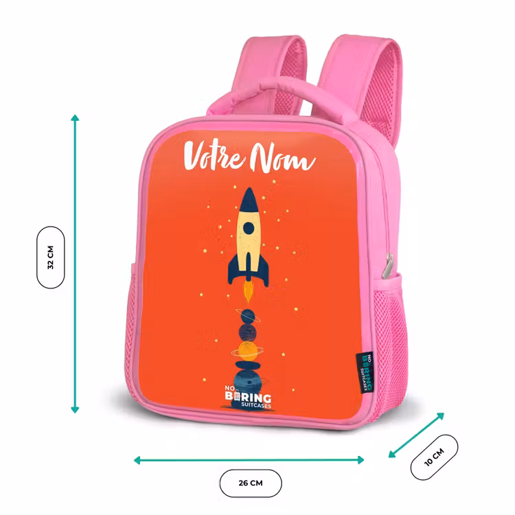 Enfant sac à dos - Rose - Fusée - Étoiles - Planètes — 3