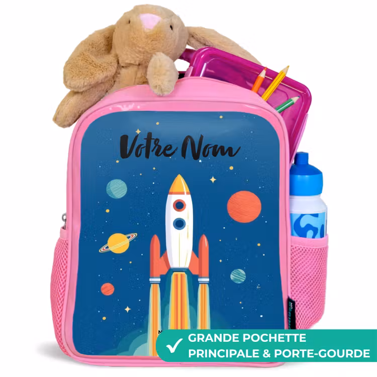 Enfant sac à dos - Rose - Fusée - Planète - Étoiles - Multicolore — 2