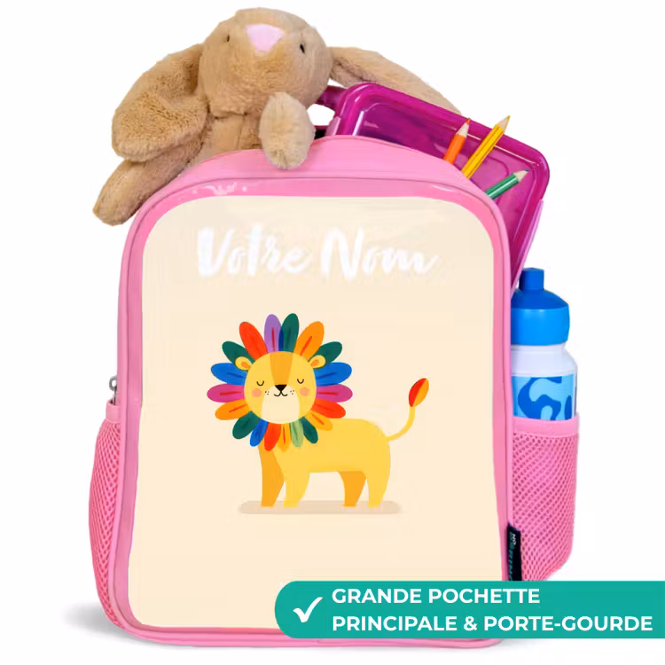 Enfant sac à dos - Rose - Lion - Crinière - Colorée — 2