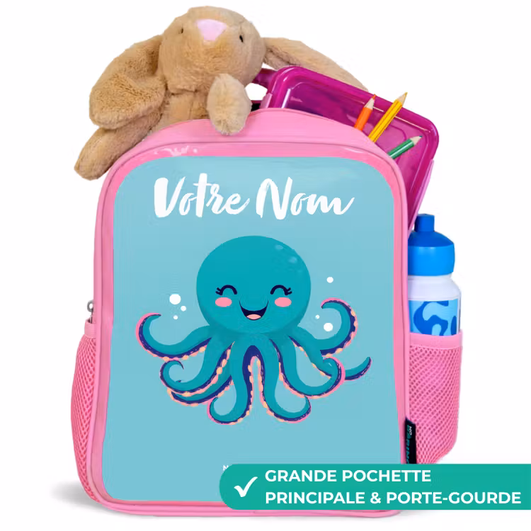 Enfant sac à dos - Rose - Pieuvre - Eau - Bleu — 2