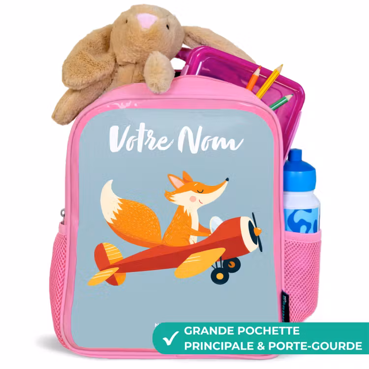 Enfant sac à dos - Rose - Renard - Avion - Mouches — 2