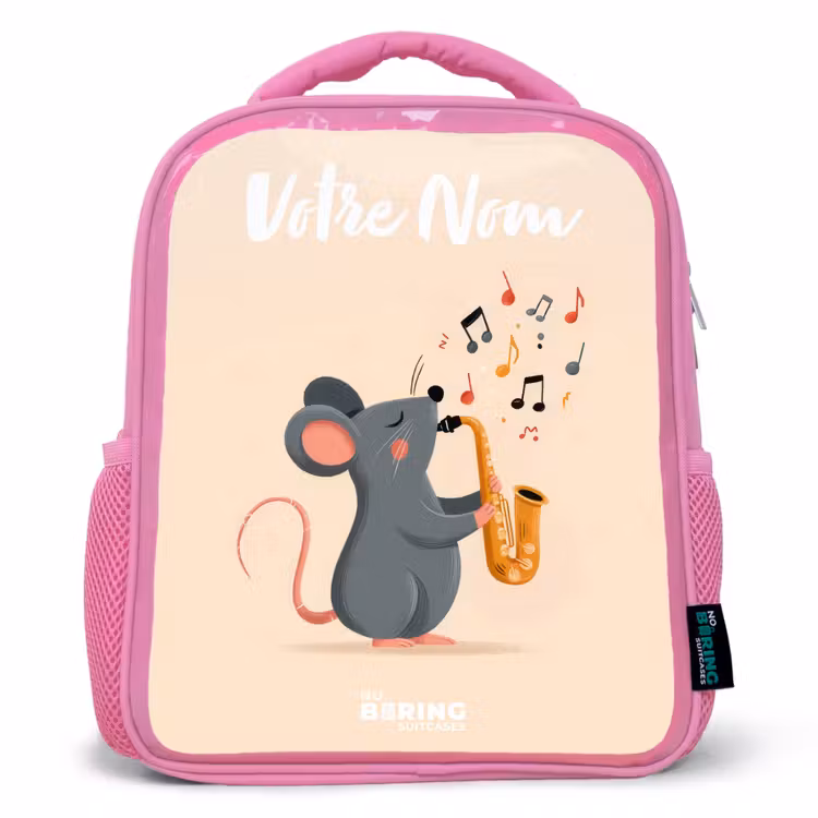 Enfant sac à dos - Rose - Souris - Saxophone - Musique — 1