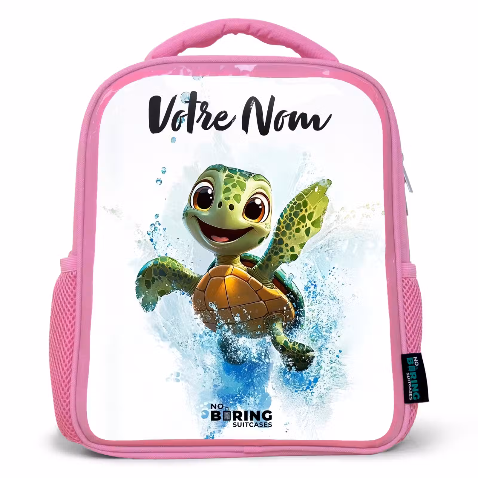 Sac à dos enfant avec votre nom - Rose - Tortue - Eau - Vert — 1