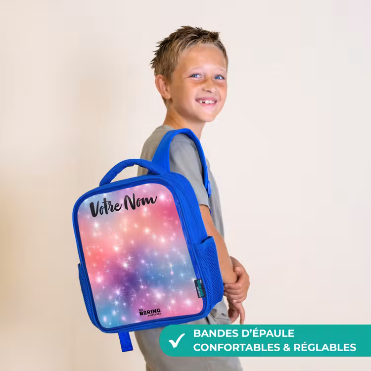 Sac à dos enfant avec nom - Bleu - Étoiles - Abstrait - Couleurs — 4