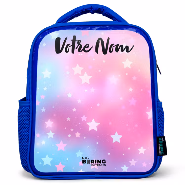 Sac à dos enfant avec nom - Bleu - Étoiles - Rose - Bleu — 1