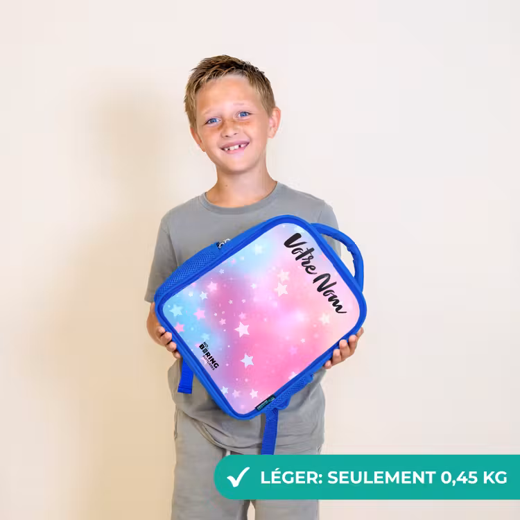 Sac à dos enfant avec nom - Bleu - Étoiles - Rose - Bleu — 3