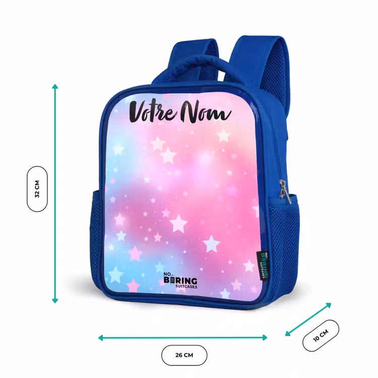 Sac à dos enfant avec nom - Bleu - Étoiles - Rose - Bleu — 6