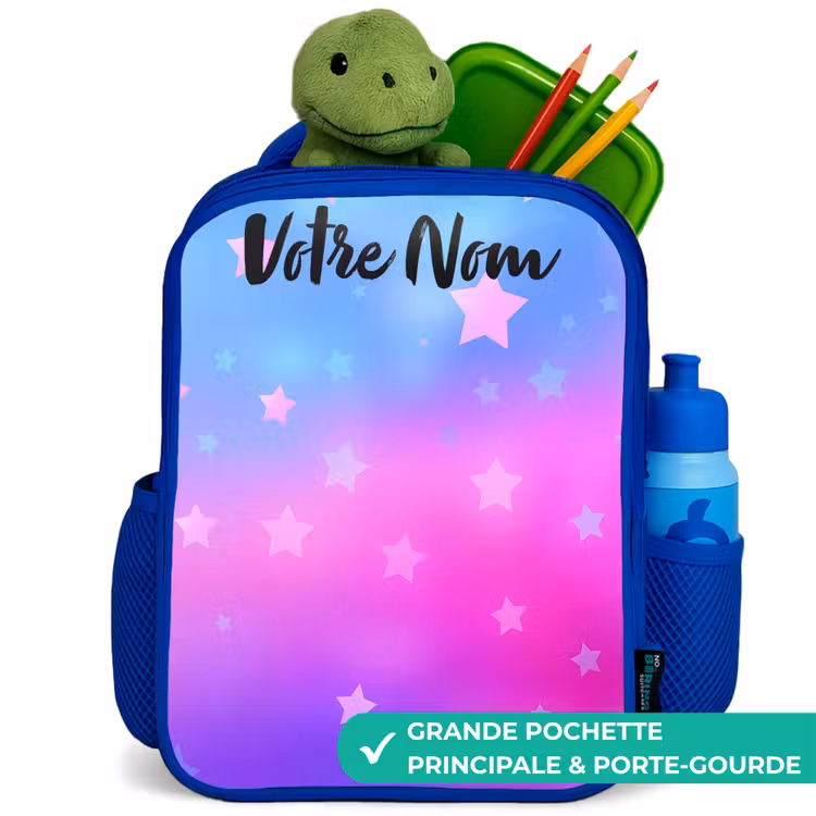 Sac à dos enfant avec nom - Bleu - Étoiles - Rose - Bleu — 5