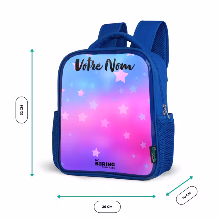 Sac à dos enfant avec nom - Bleu - Étoiles - Rose - Bleu — 6