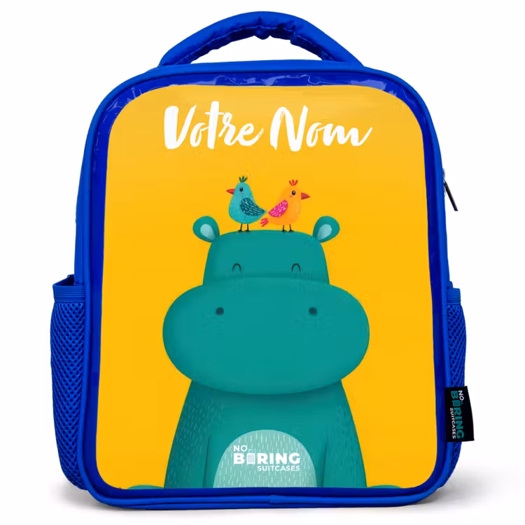 Sac à dos enfant - Bleu - Hippo - Oiseaux - Jaune — 1