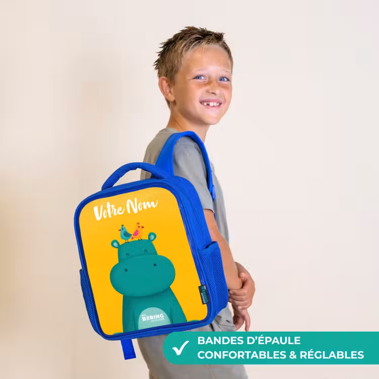 Sac à dos enfant - Bleu - Hippo - Oiseaux - Jaune — 4