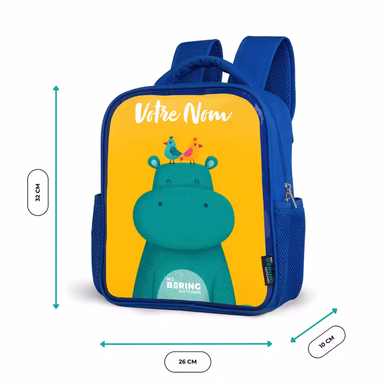 Sac à dos enfant - Bleu - Hippo - Oiseaux - Jaune — 6