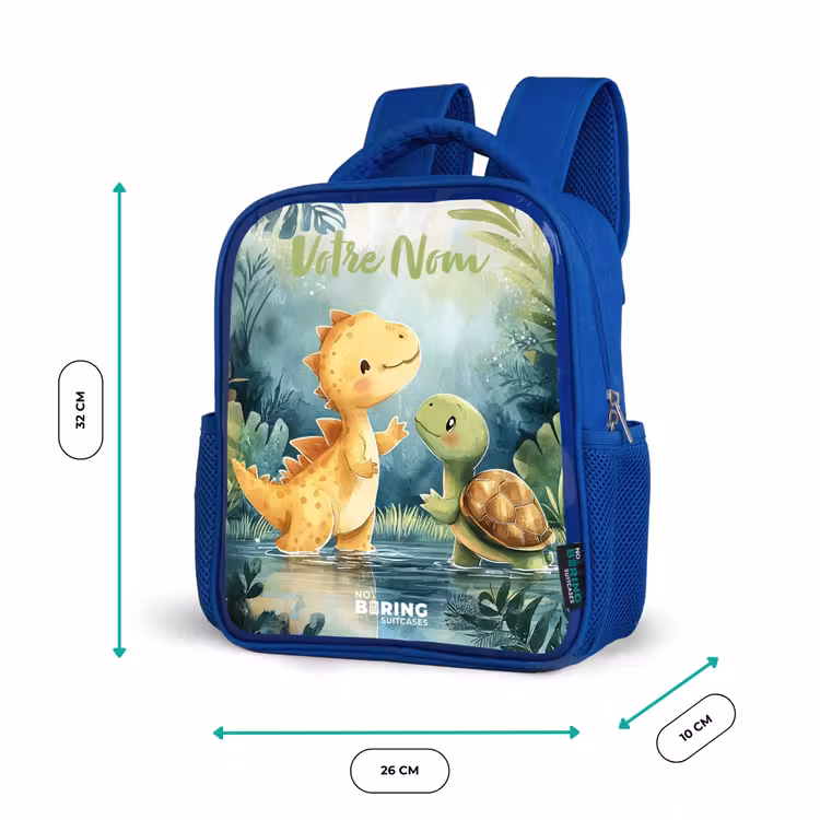 Sac à dos enfant avec votre nom - Bleu - Dino - Tortue - Jungle — 6