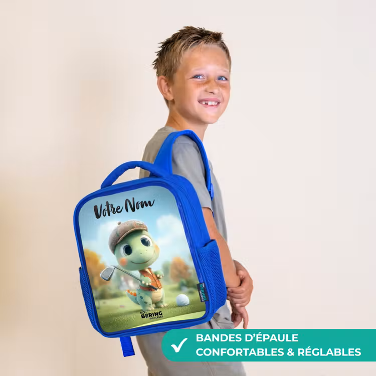 Sac à dos enfant avec votre nom - Bleu - Golf - Dino - Vert — 4