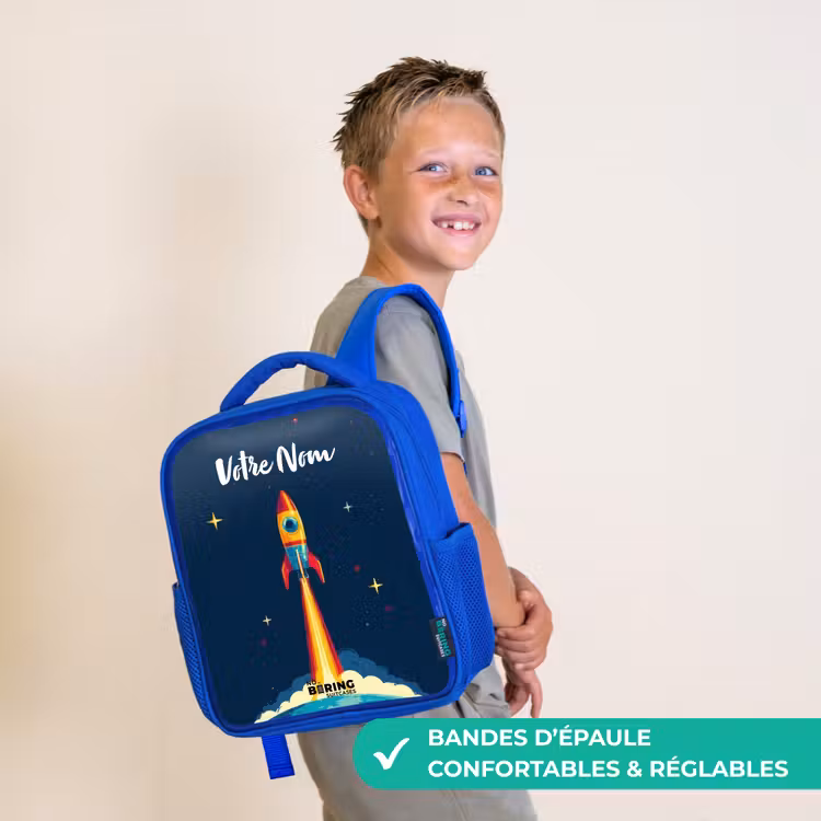 Sac à dos enfant - Bleu - Planète - Fusée - Étoiles - Bleu foncé — 4