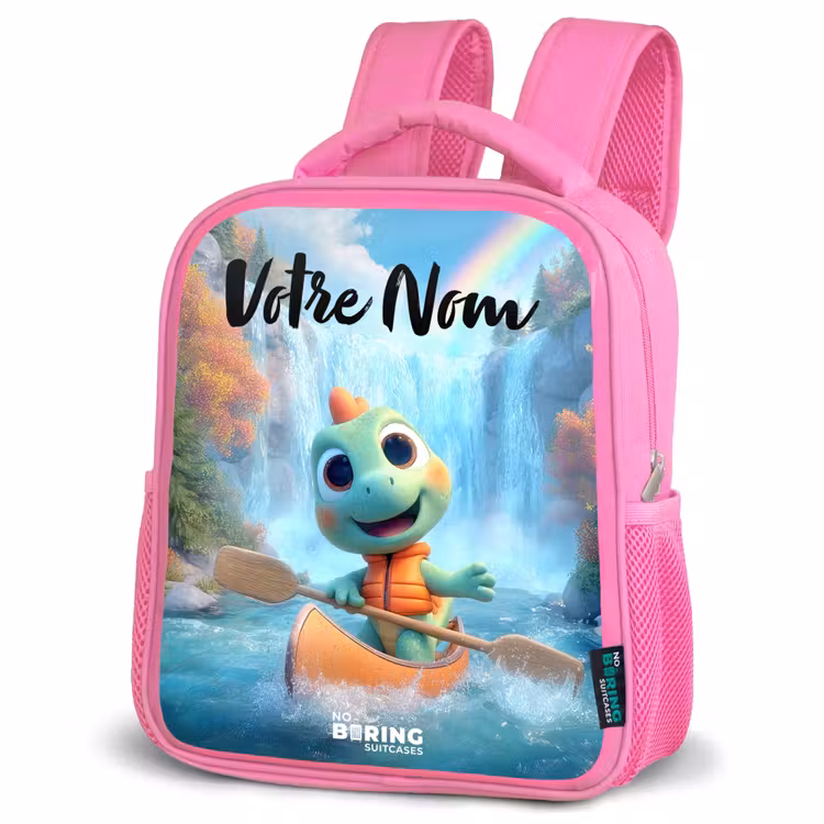 Sac à dos enfant avec votre nom - Rose - Dino - Nature - Cascade — 4