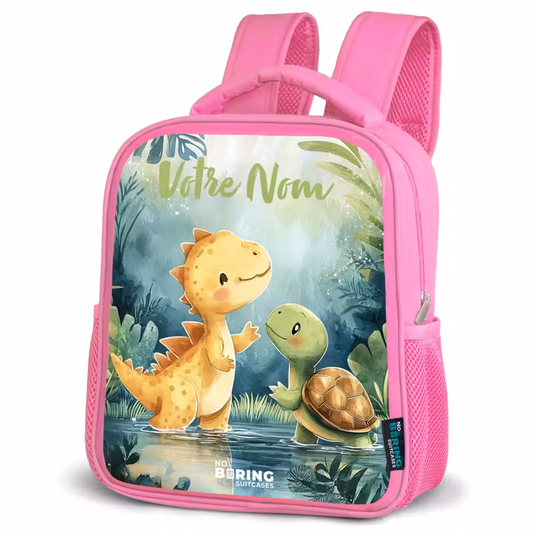 Sac à dos enfant avec votre nom - Rose - Dino - Tortue - Jungle — 4