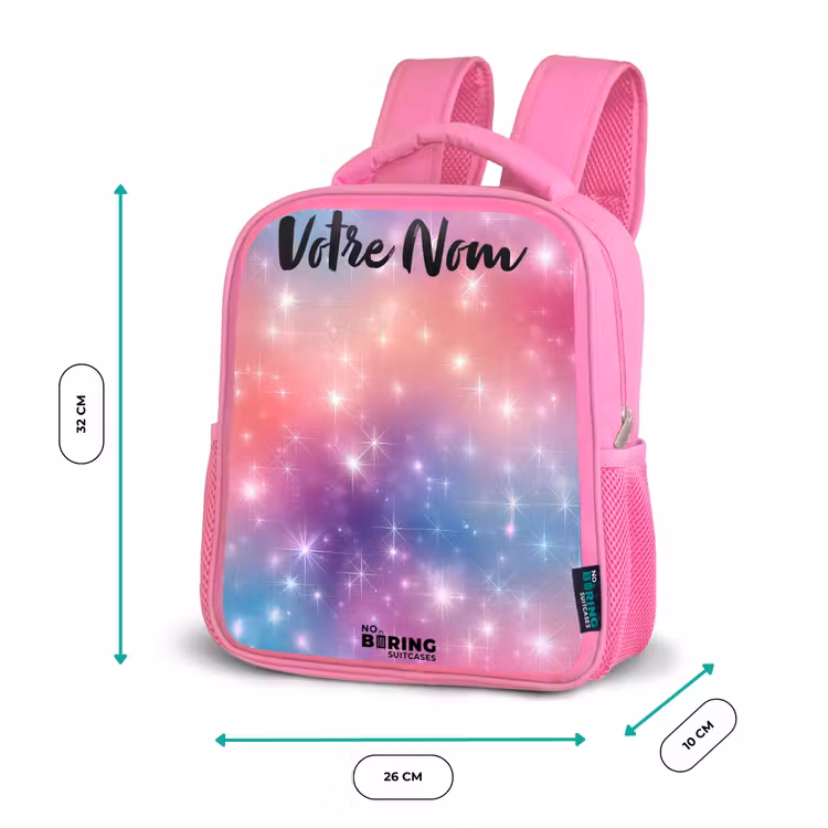Sac à dos enfant avec nom - Rose - Étoiles - Abstrait - Couleurs — 3