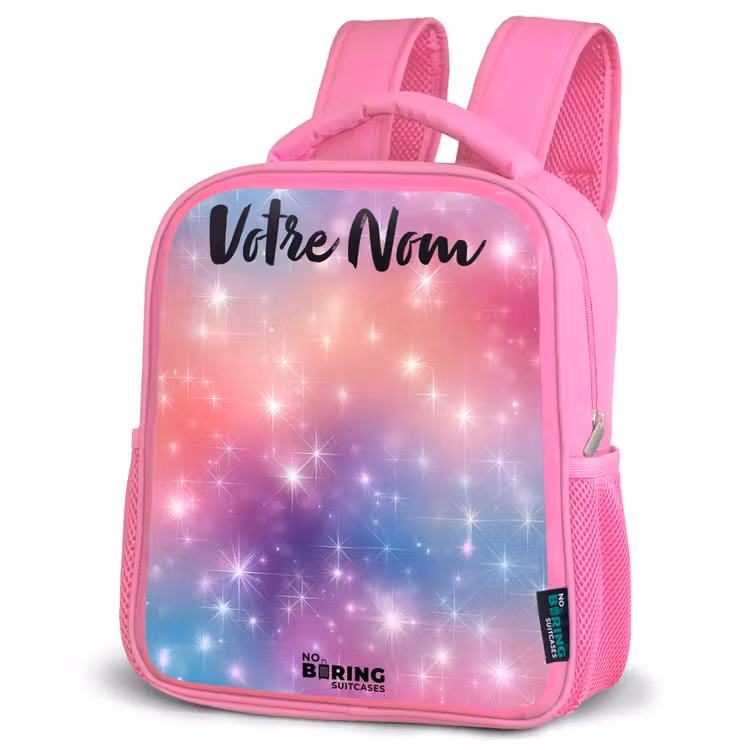 Sac à dos enfant avec nom - Rose - Étoiles - Abstrait - Couleurs — 4