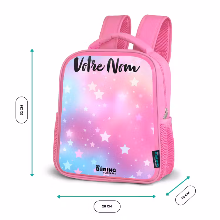 Sac à dos enfant avec nom - Rose - Étoiles - Rose - Bleu — 3